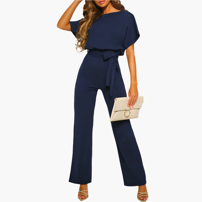 Damen Eleganter Jumpsuit mit weitem Bein und Taillengürtel für besondere Anlässe