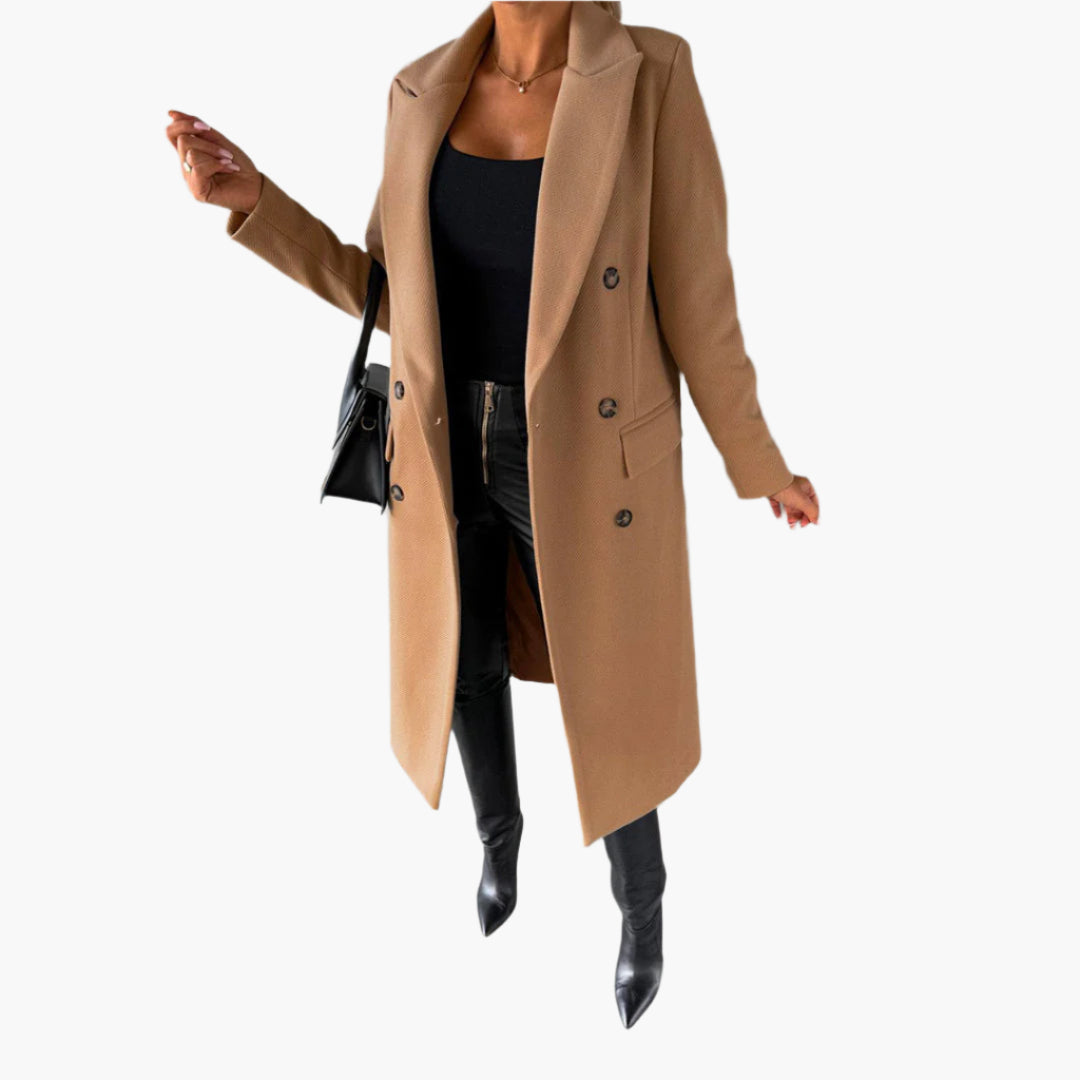 Damen Wintermantel – Eleganter Business- und Alltagsmantel, Doppelreihig, Modernes Design