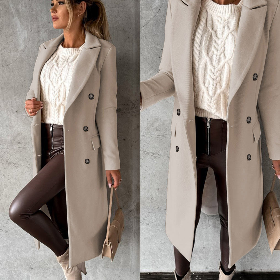 Damen Wintermantel – Eleganter Business- und Alltagsmantel, Doppelreihig, Modernes Design