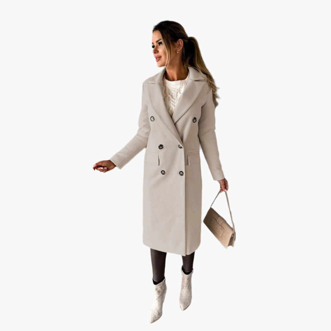 Damen Wintermantel – Eleganter Business- und Alltagsmantel, Doppelreihig, Modernes Design