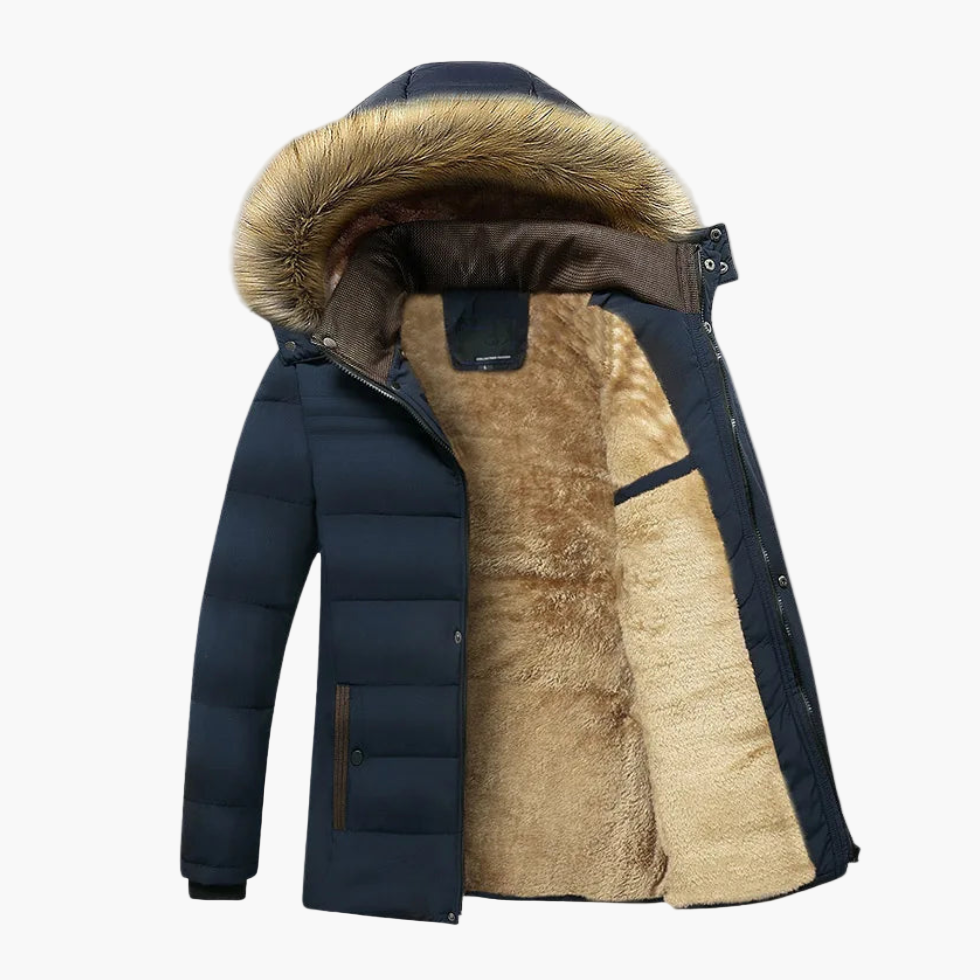 Herren Winter Parka mit Kapuze und Kunstfell – Gepolsterte Outdoorjacke für Alltag & Freizeit