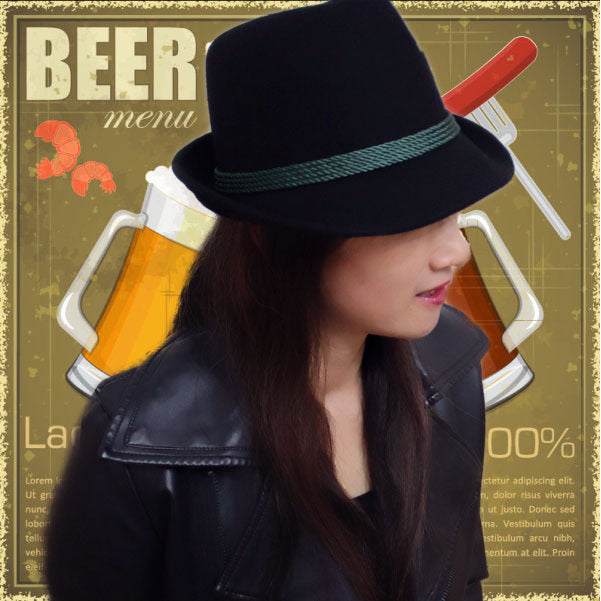 Damen Fedora Hut mit Feder – Oktoberfest Street Style Kurzer Filzhut für modebewusste Frauen