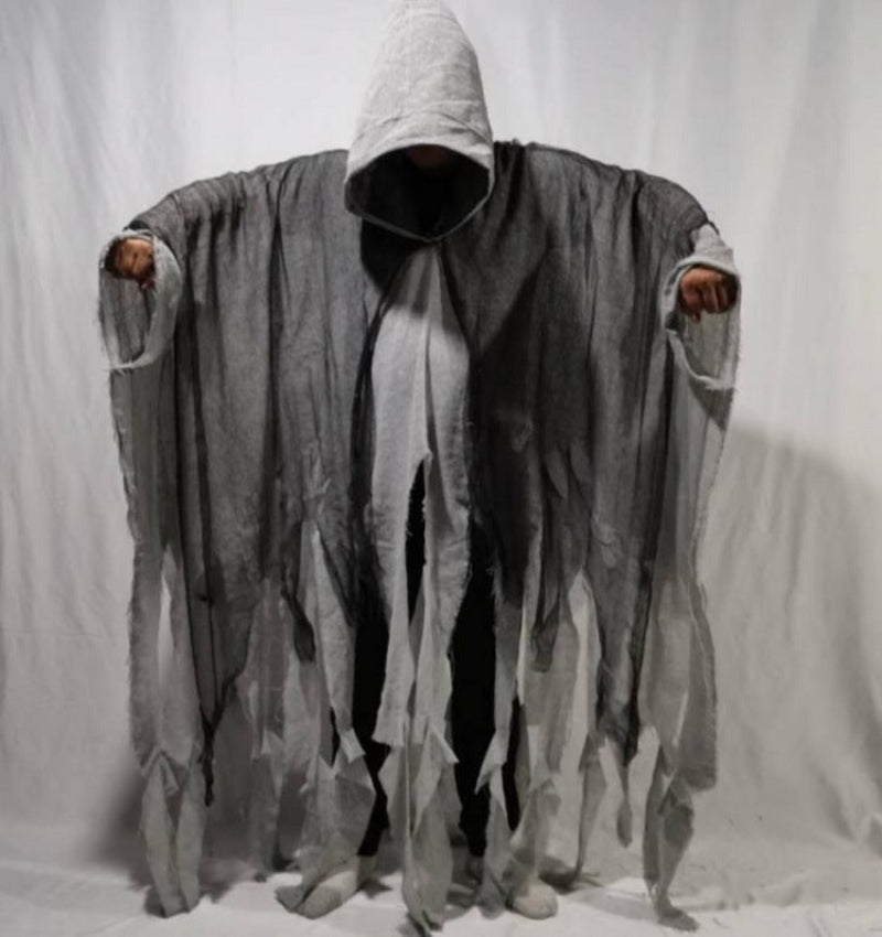 Halloween Herren & Damen Grim Reaper Kostüm – Unheimlicher Umhang mit Kapuze für Halloween-Partys & Deko