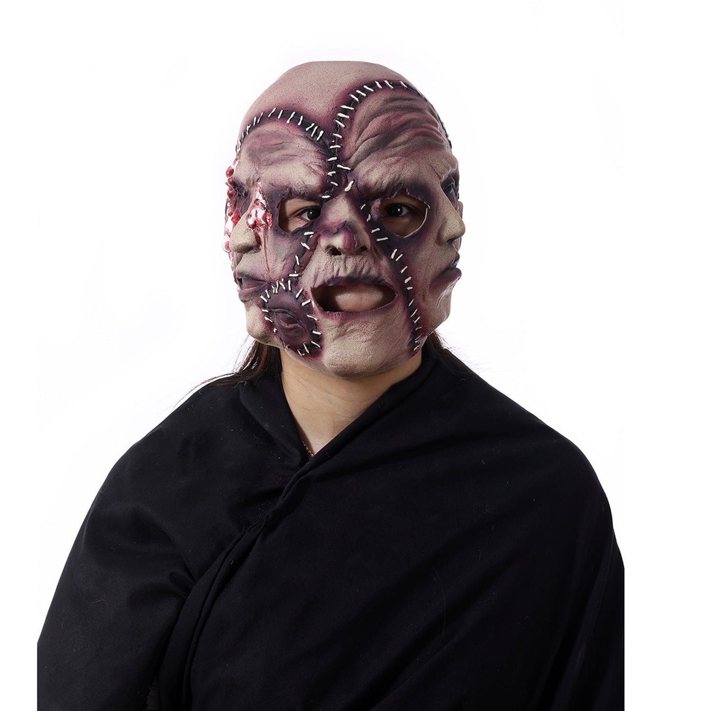 Halloween Dreifach-Gesicht Horror Latexmaske für Erwachsene – Schaurige Kostümmaske für Party & Gruseldeko