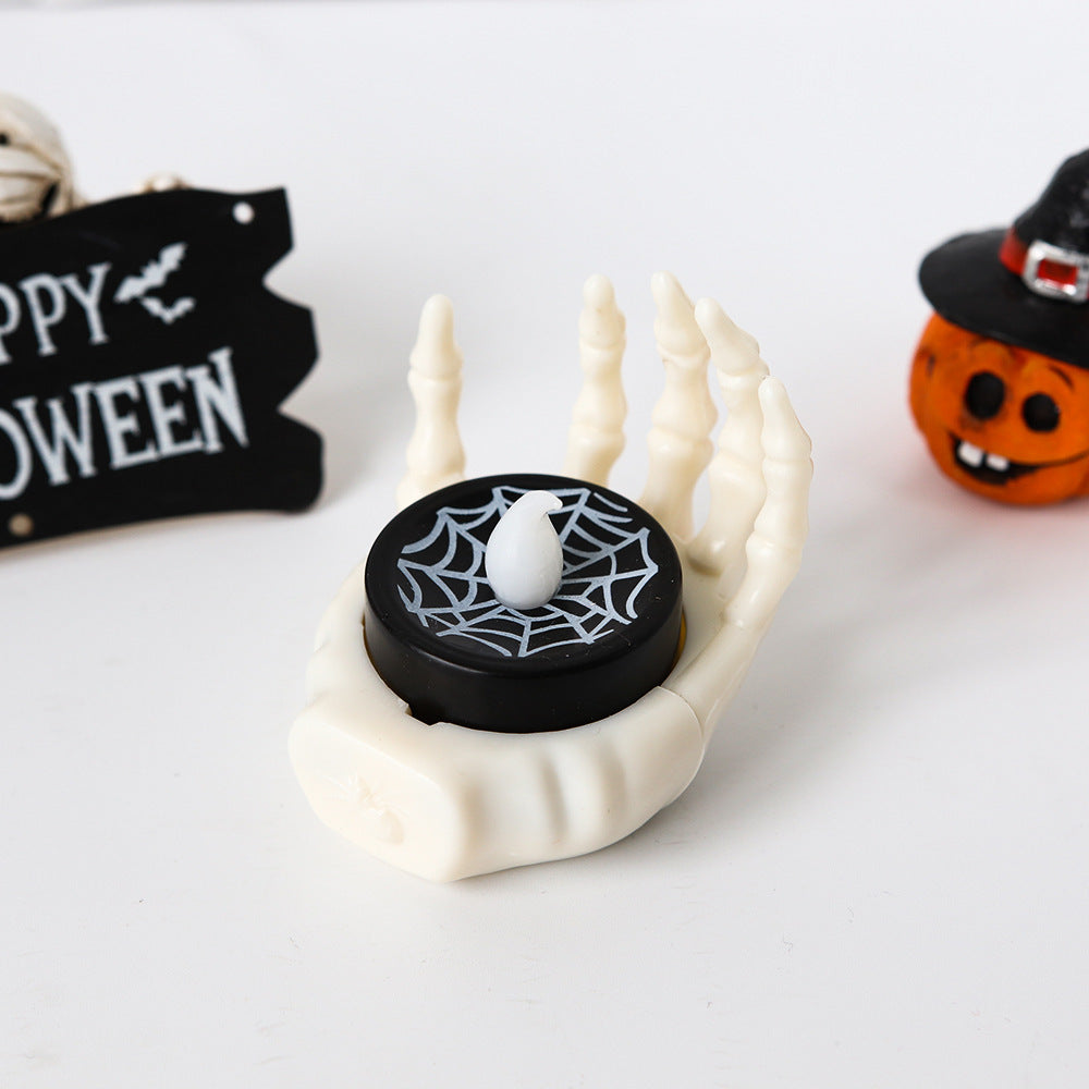 Halloween LED Deko-Skelett-Hand mit Teelicht – Stimmungsvolle Halloween Party Dekoration