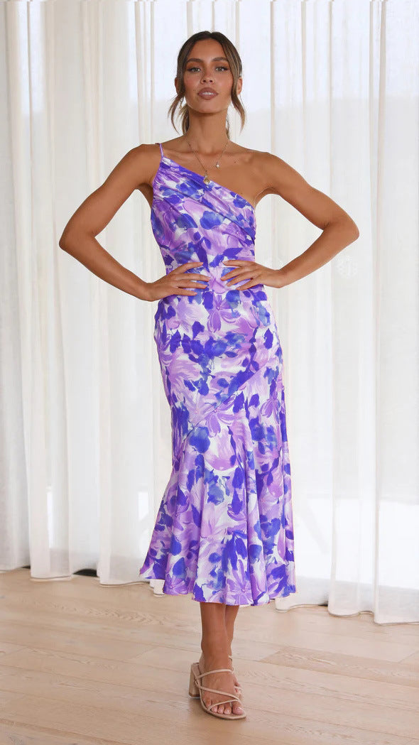 Rose – Langes Damenkleid mit Blumendruck
