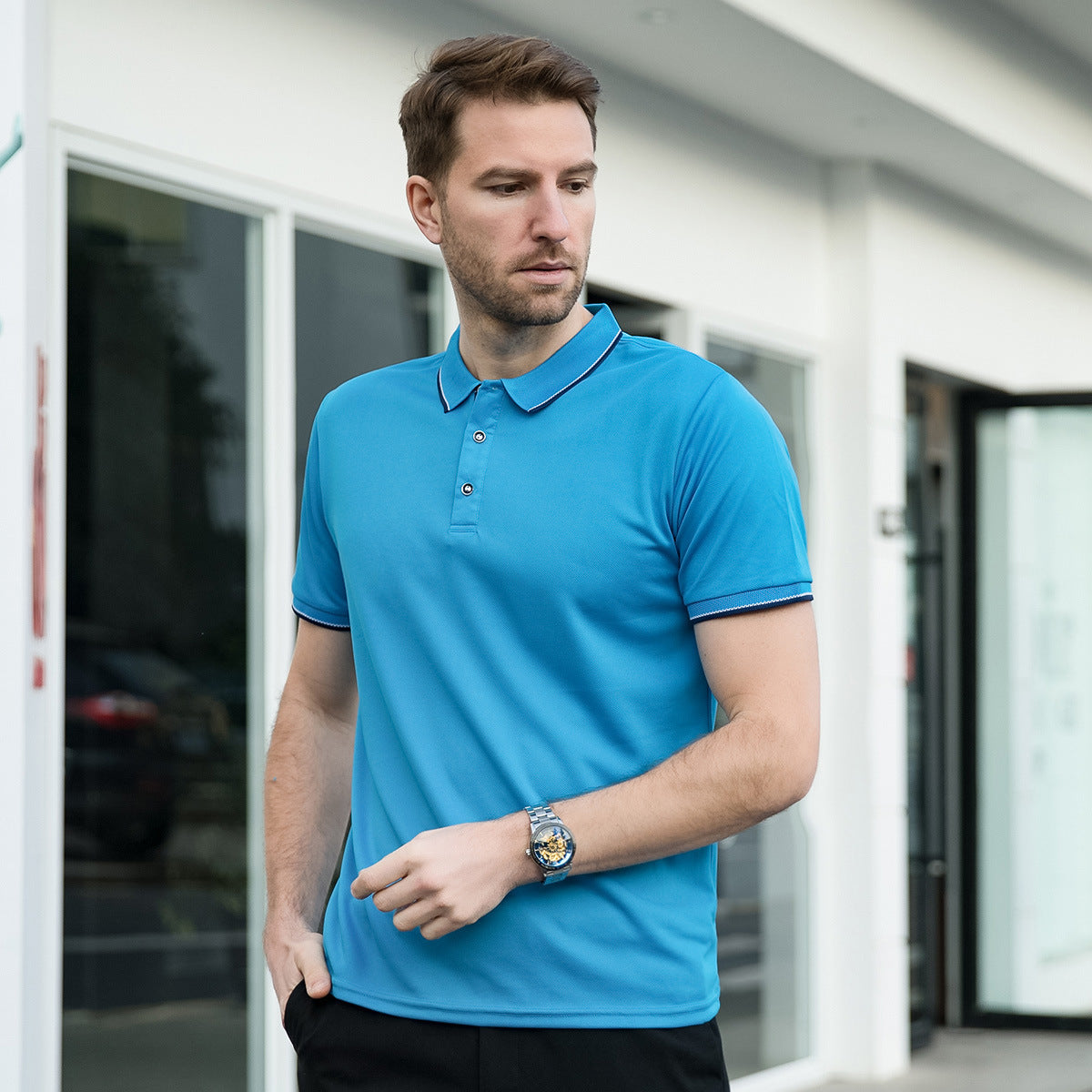Dale – Herren Polohemd mit dünnem Kragen und kurzen Ärmeln