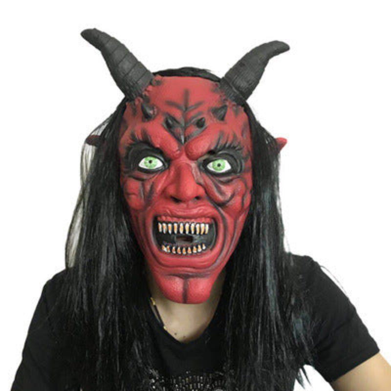 Halloween Dämonenmaske mit Hörnern – Unisex Horror Kostüm für Halloween, Party & Cosplay