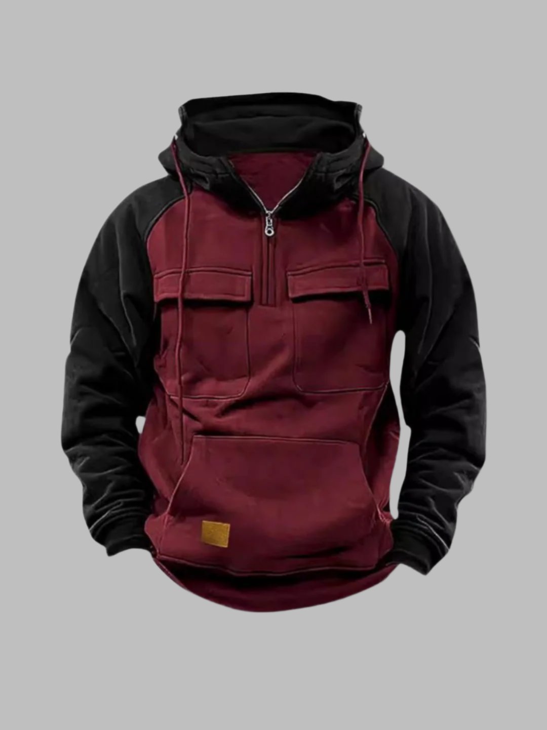 Herren Urban Outdoor Hoodie mit Brusttaschen und Viertelreißverschluss – Streetstyle & Freizeit