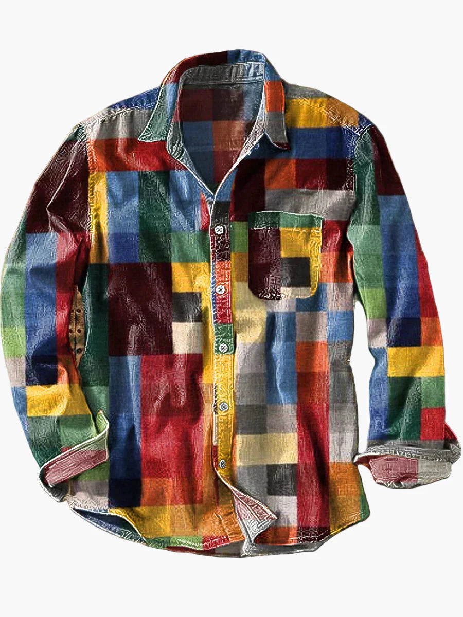 Herren Unisex Vintage Karohemd im modernen Retro-Stil – Freizeit & Alltag