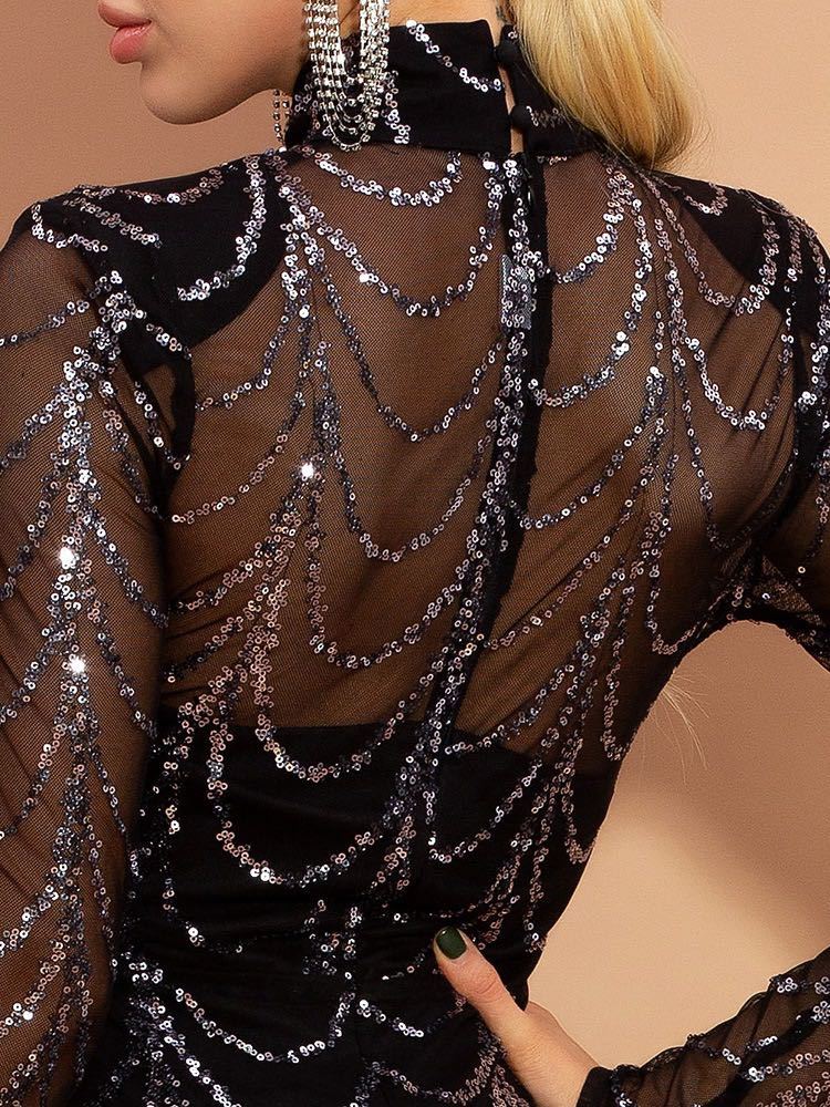 Amy – Glitzernde Maxi-Kleider mit langen Ärmeln für Damen
