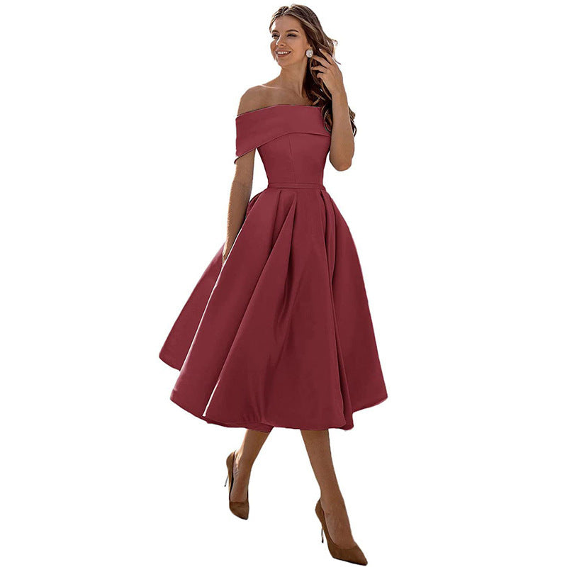 Michelle – Lässiges Trägerloses Satin-Party-Kleid