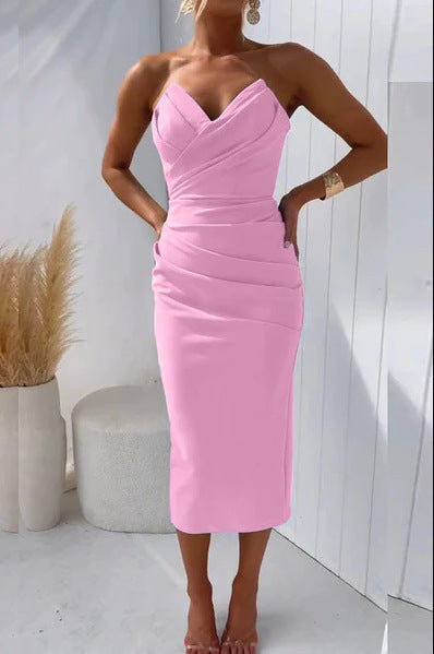 Esme – Ärmelloses Kleid mit Schlitz in Uni