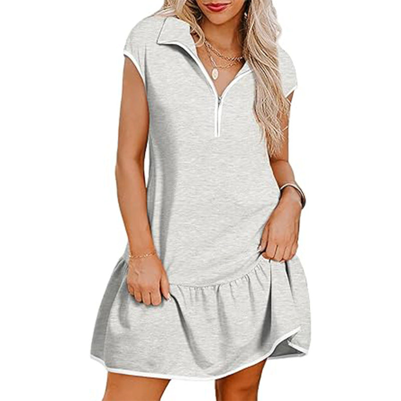 Alison – Kurzärmeliges Polo-Kleid mit Reißverschluss und weitem Bund