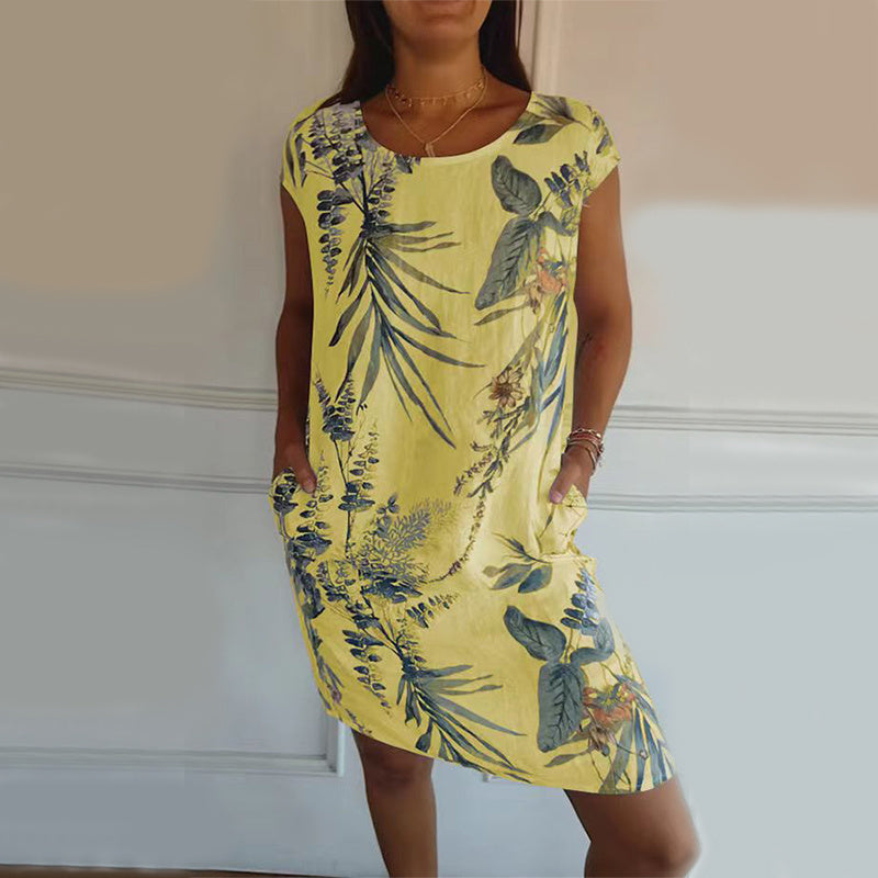 Nicole – Gerade Sommerkleid mit Blumen- und Blattmuster