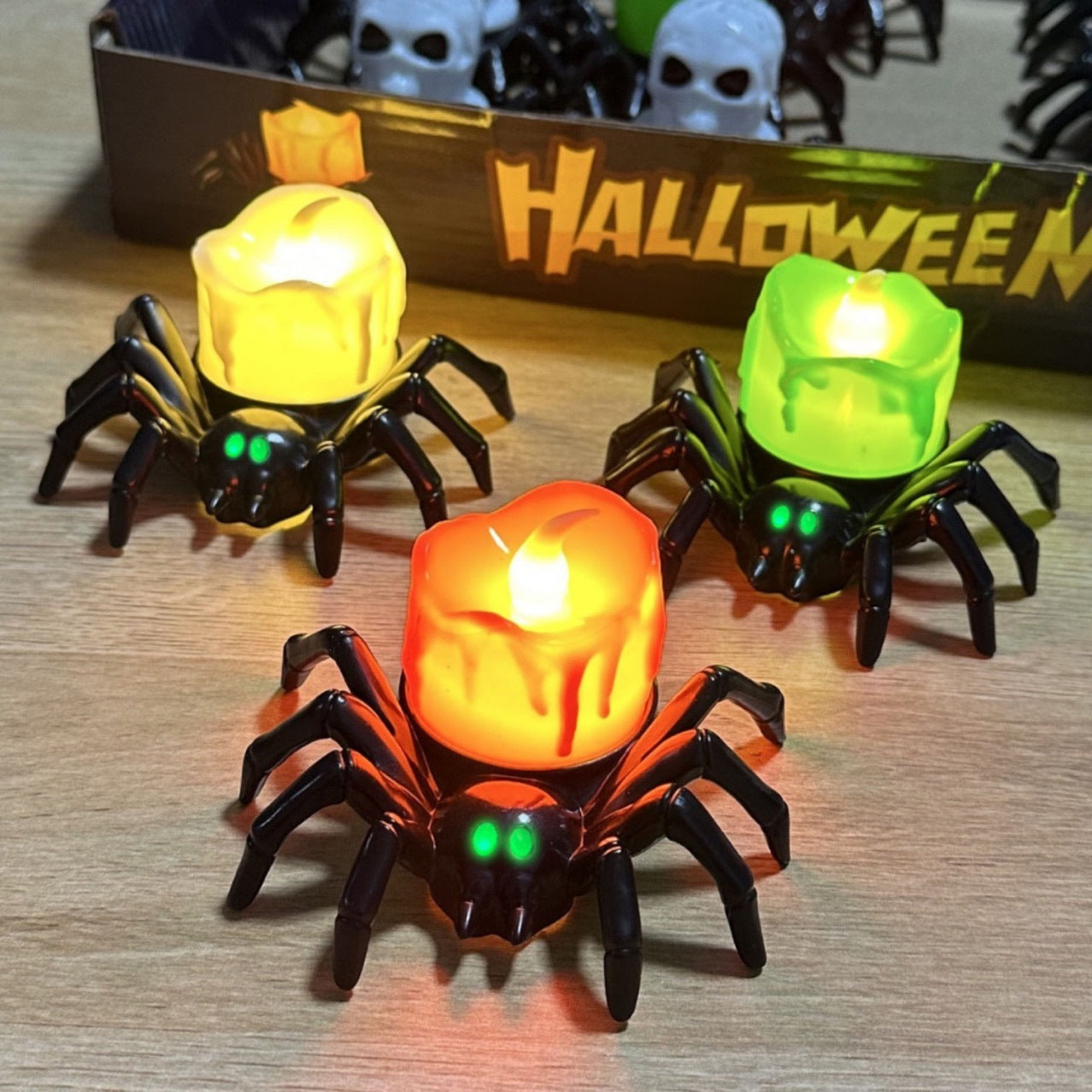 Halloween Spinnen-Kerzenlampe für schaurige Dekoration & Partys