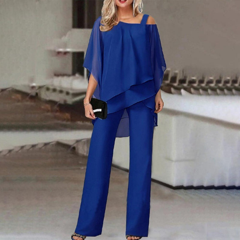 Sharon – Lässiges Set mit Batwing-Ärmeln und geraden Hosen für Damen