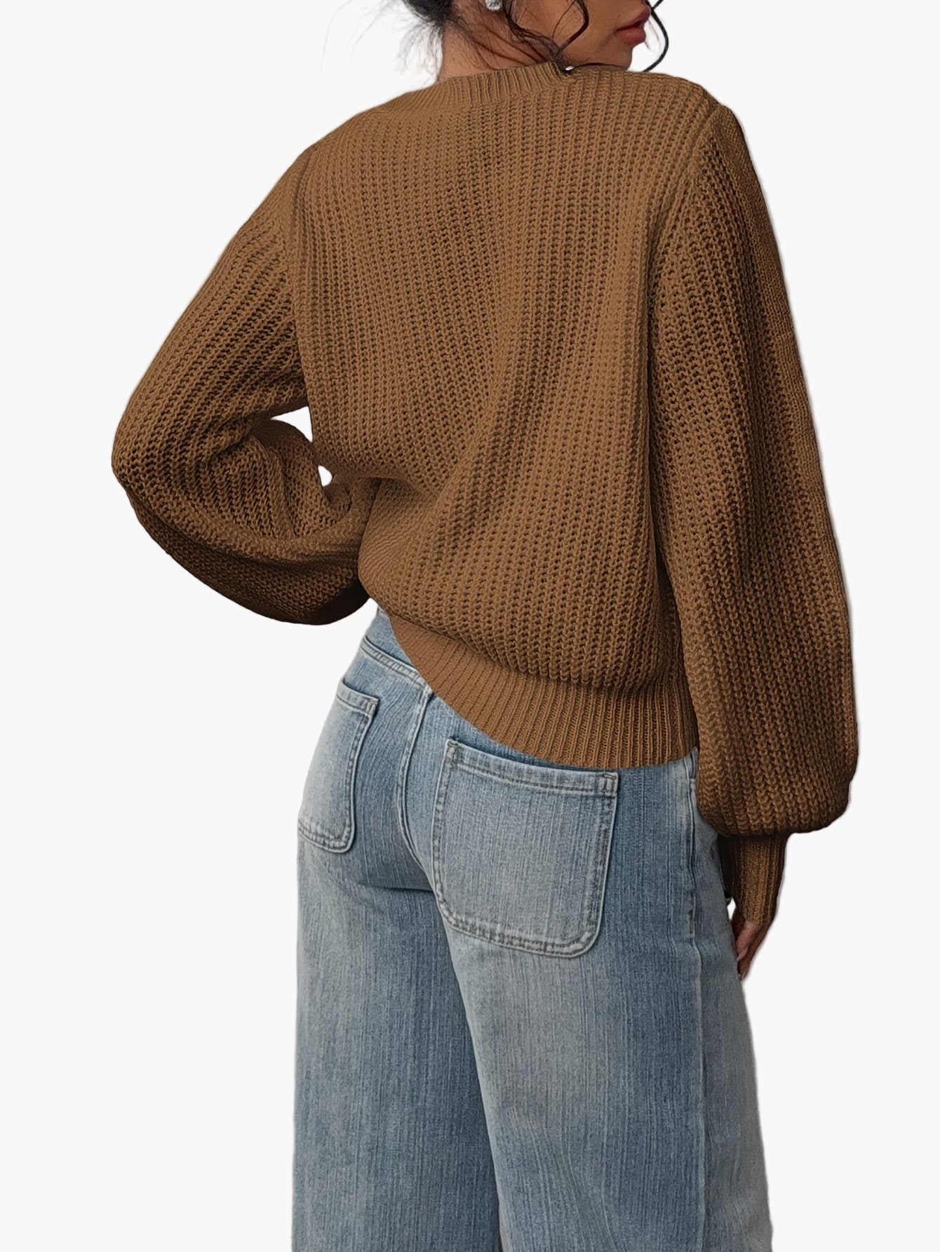 Damen Strickpullover mit Rundhalsausschnitt – Lässiger Basic Sweater für Alltag und Freizeit