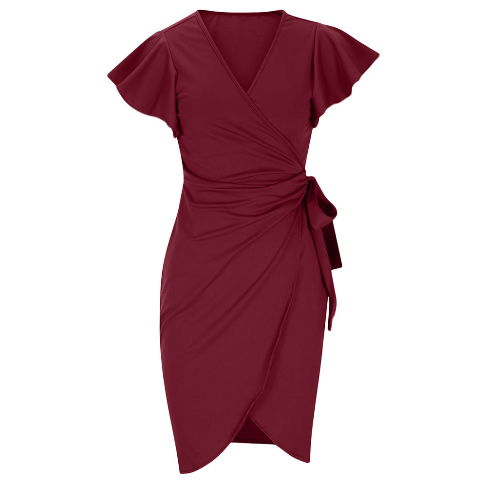 Alice – Enges V-Ausschnitt Kleid mit Glockenärmel