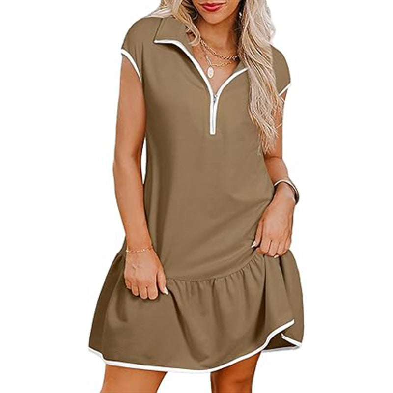 Alison – Kurzärmeliges Polo-Kleid mit Reißverschluss und weitem Bund