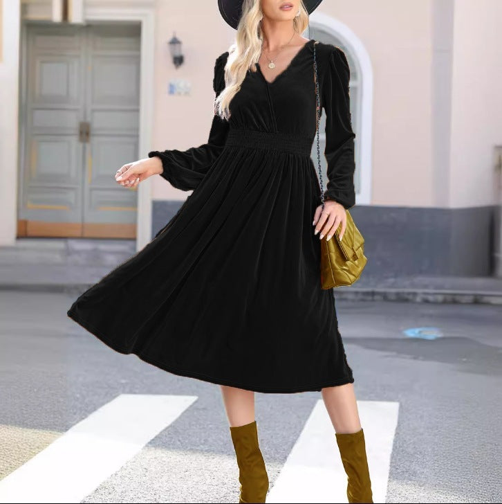 Shannon – Langärmliges Kleid in einfarbigem Design für Damen