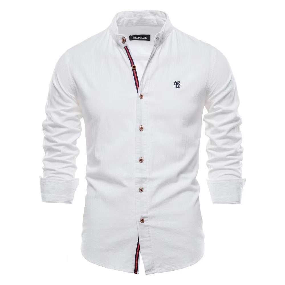 Herren Freizeithemd Slim Fit Stehkragen Modern Business Casual