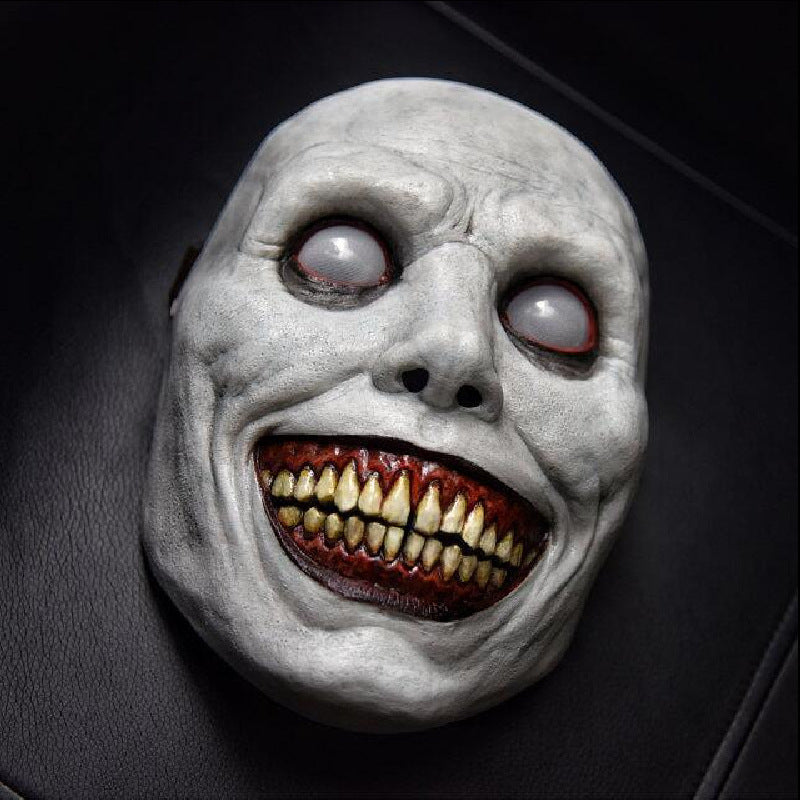 Halloween Latexmaske Dämon mit weißen Augen – Gruselige Unisex Kostümmaske für Partys & Dekoration