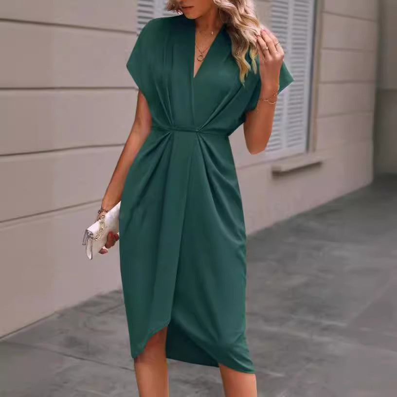 Kathleen – Modisches Sommerkleid mit Fledermausärmeln und V-Ausschnitt
