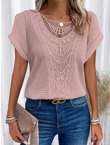 Megan – Sommerliches Kurzarm-T-Shirt mit Ausschnitt für Damen