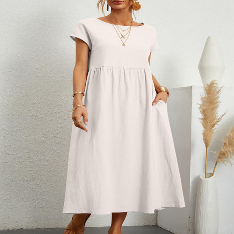 Audrey – Ärmelloses Baumwoll-Leinen-Kleid mit Taschen