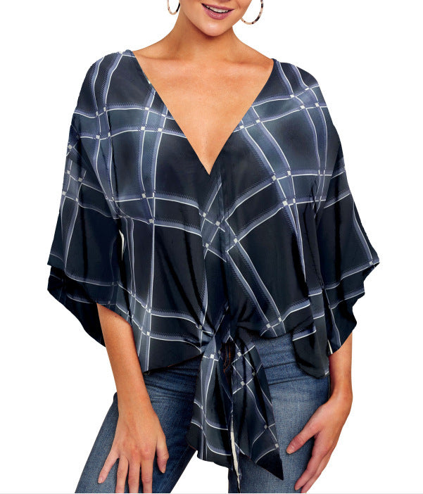 Wendy – Leopardenmuster Bluse mit Blumenmotiv und Fledermausärmeln