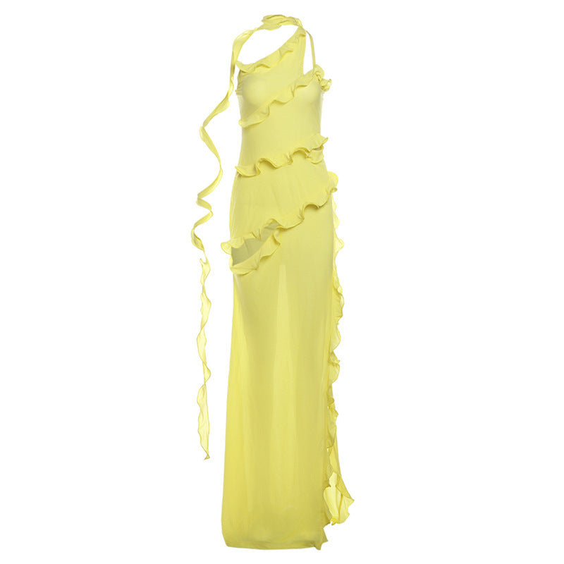 Victoria – Modisches Street Kleid mit Spitzenborte und schrägem Schulterdesign