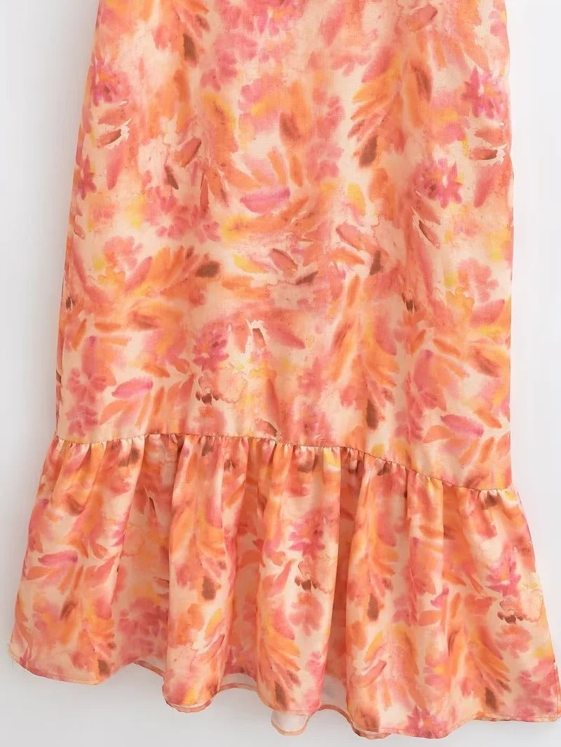 Damen Maxikleid mit Rüschen und Volants – Elegantes Sommerkleid für Freizeit und Urlaub