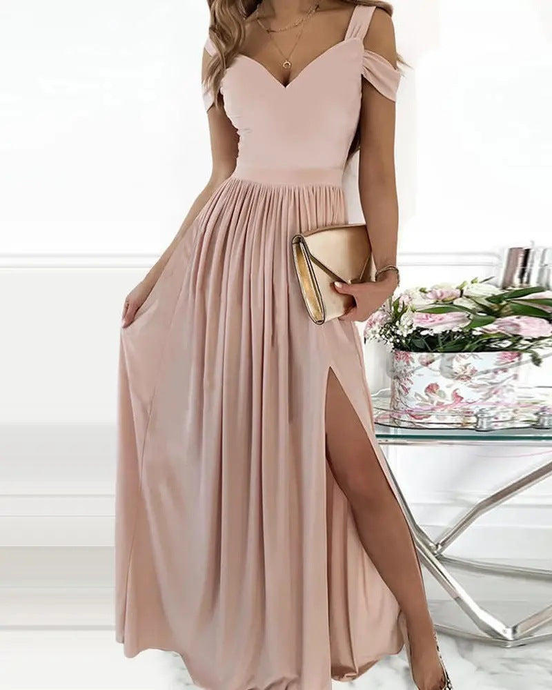 Judith – Boho Spaghetti-Träger Kleid mit Schlitz