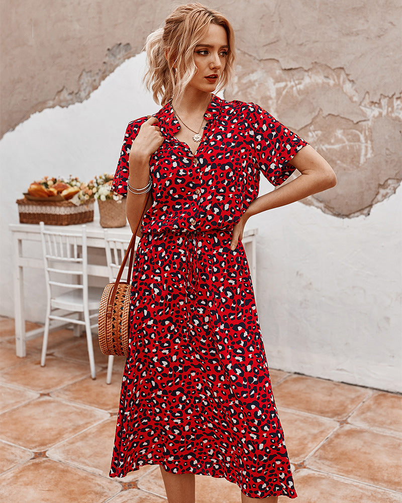 Damen Sommerkleid mit Punkten – Freizeit Midi-Kleid für Urlaub, Strand & Alltag