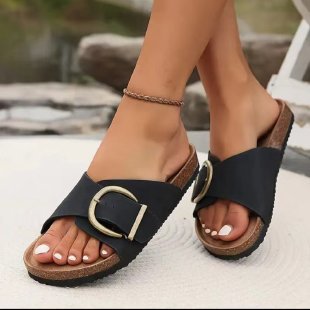 Damen Komfort-Slipper mit großer Schnalle – Modische Sommerschuhe für Freizeit & Alltag