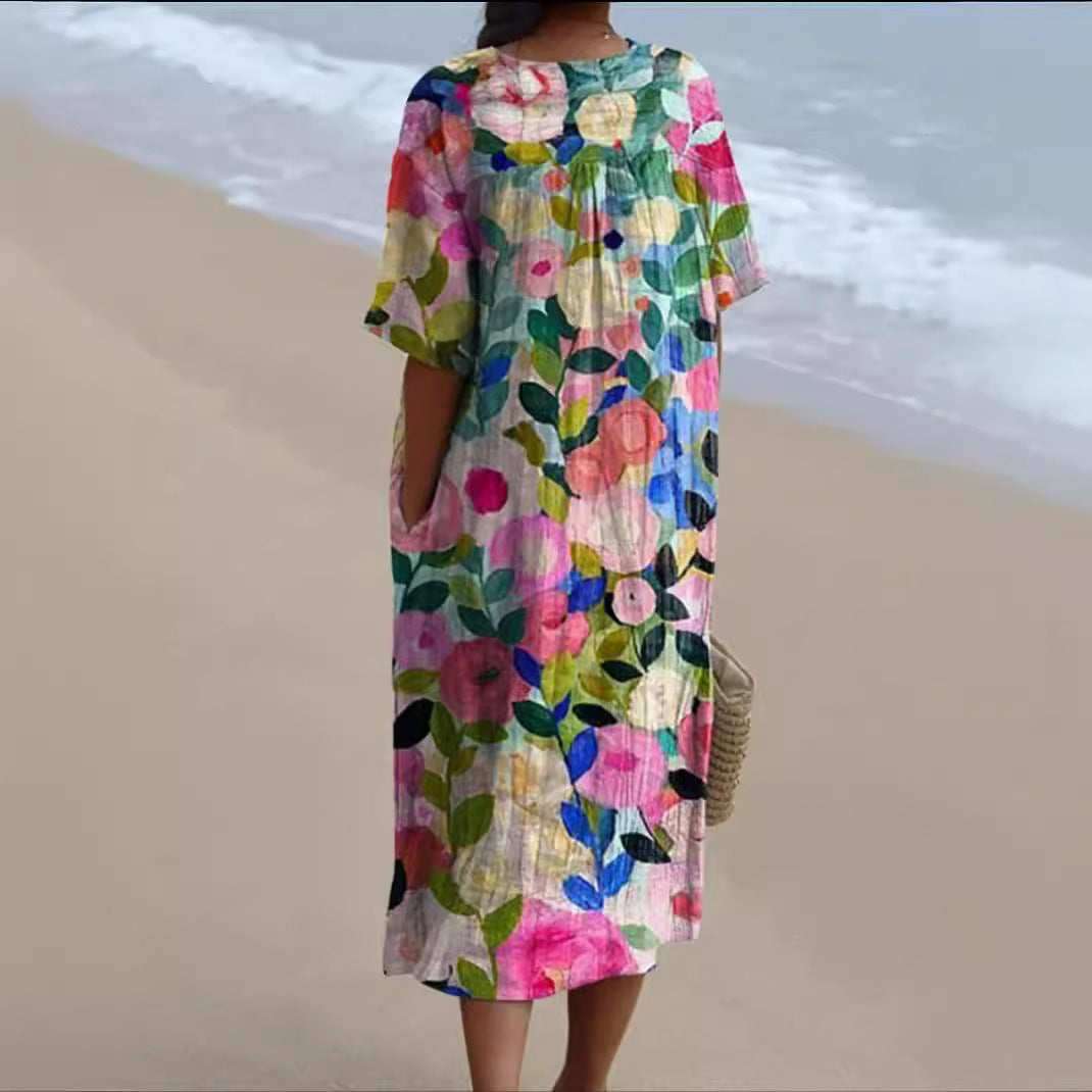Pamela – Bequeme Lange Damenkleid mit Print