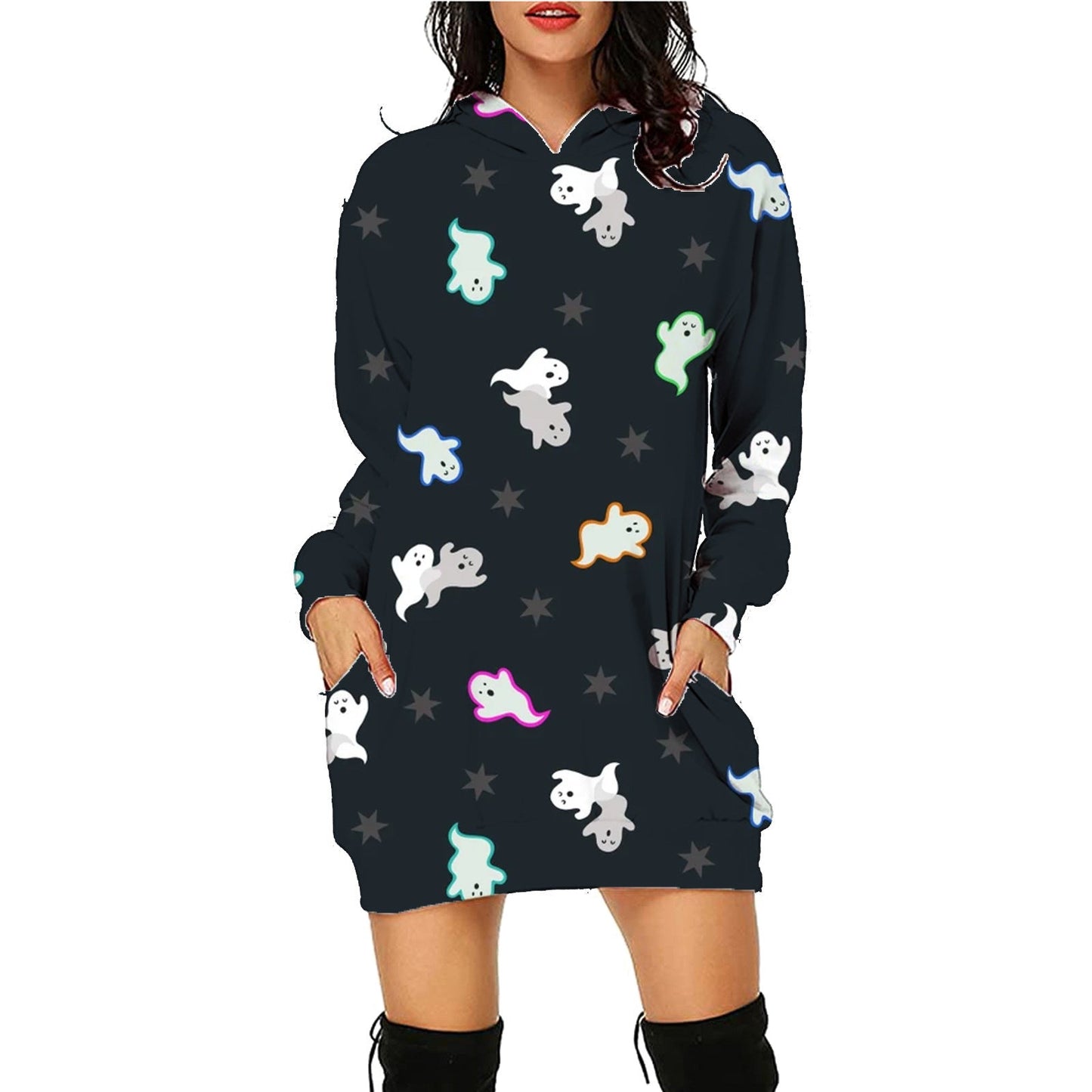 Damen Halloween Hoodie Kleid – Lustiges Kostüm für Halloween-Partys und Gruselige Anlässe