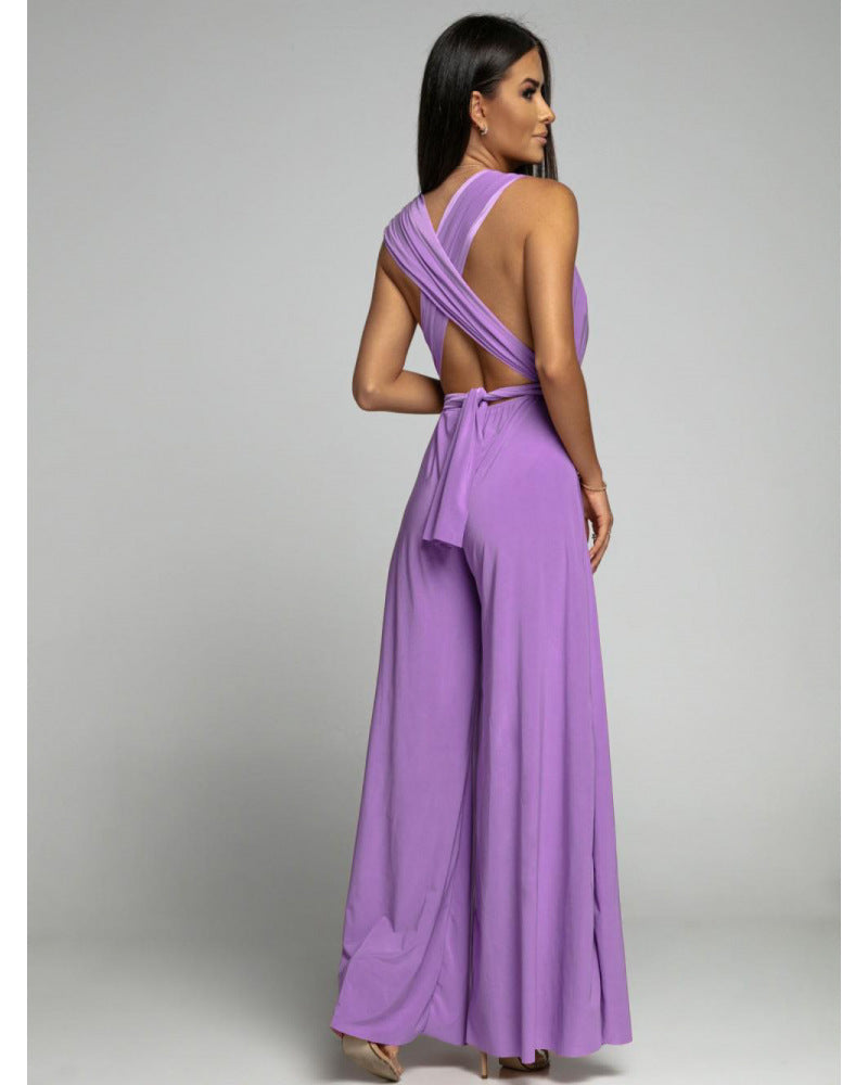 Damen Eleganter Jumpsuit mit weitem Bein und ärmellosem Design – Perfekt für Alltag und besondere Anlässe