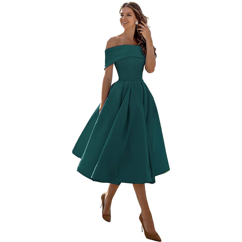 Michelle – Lässiges Trägerloses Satin-Party-Kleid