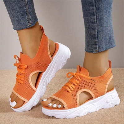 Victoria – Modische flache Sandalen für Damen mit dicker Sohle und Netzoberfläche