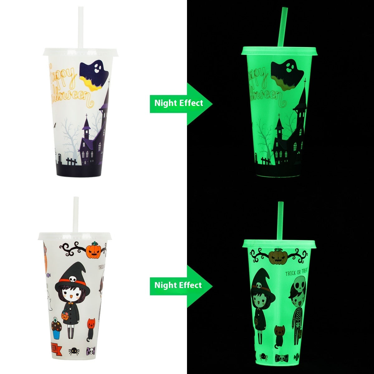 Halloween Becher mit Strohhalm – Kreativer Trinkbecher für gruselige Partys & Deko