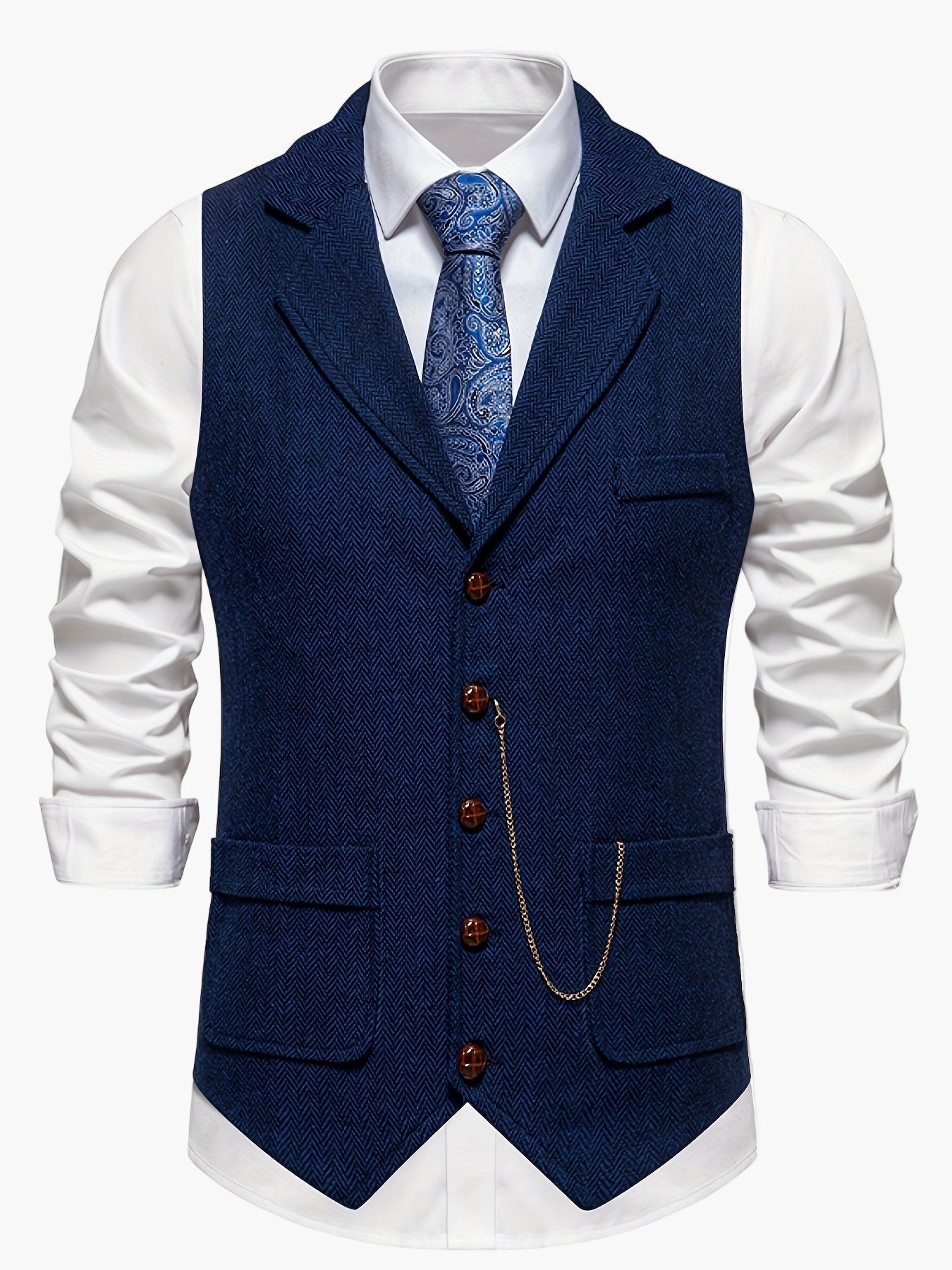 Herren Weste Klassisch Modern Business Hochzeit – Elegantes Herrenwesten-Design mit Reverskragen und Retro-Charme