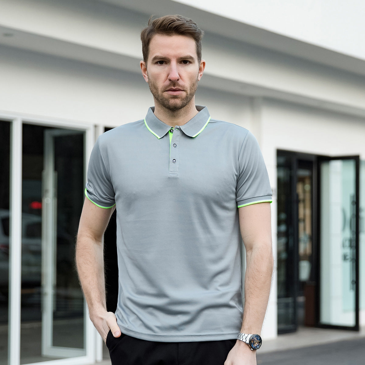 Dale – Herren Polohemd mit dünnem Kragen und kurzen Ärmeln