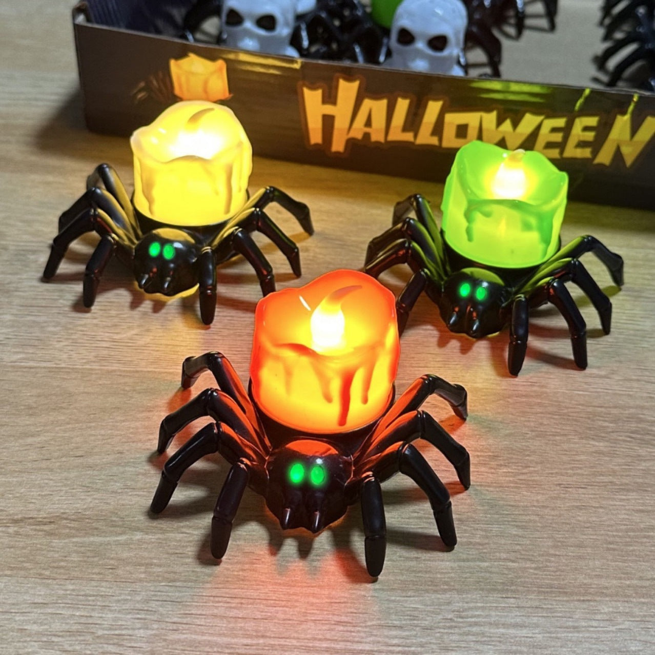 Halloween Spinnen-Kerzenlampe für schaurige Dekoration & Partys