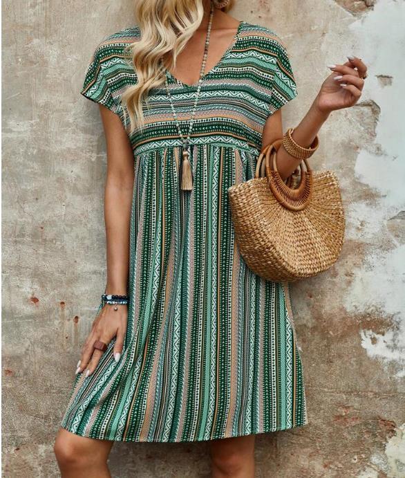 Amelia – Batwing Ärmel Kleid mit Farbstreifen