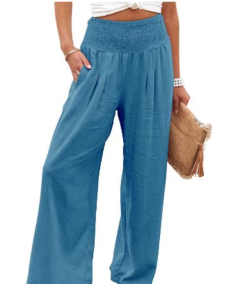 Nicole – Bequeme Damenhose mit weitem Bein aus Baumwolle-Leinen