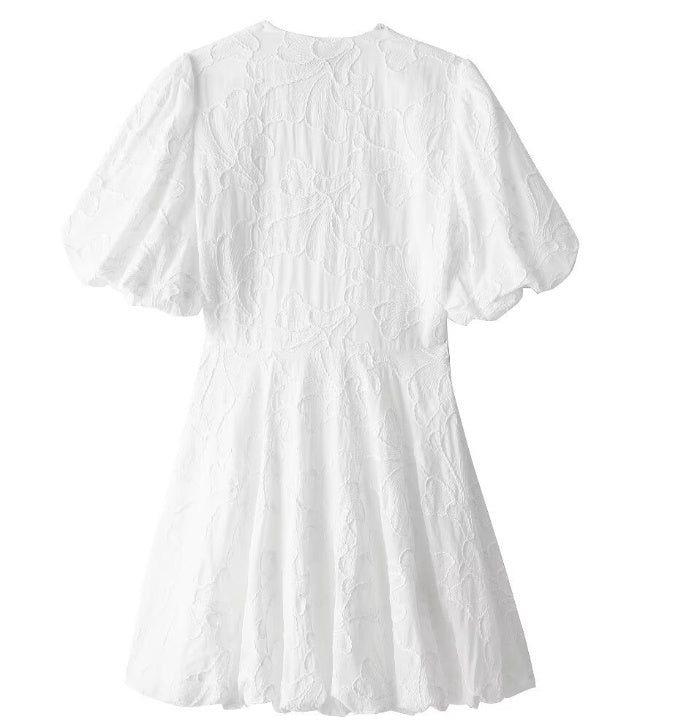 Sharon – Fluffy Kleid mit einfacher Stickerei für Damen
