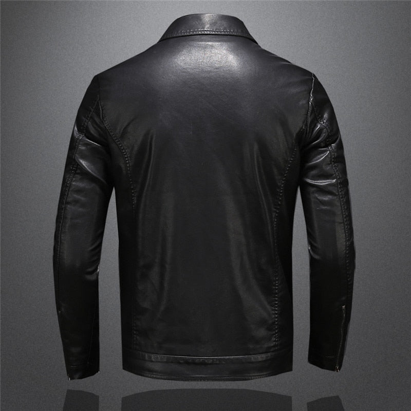 Herren Kunstlederjacke im klassischen Biker-Stil – Elegante Übergangsjacke für Alltag & Freizeit