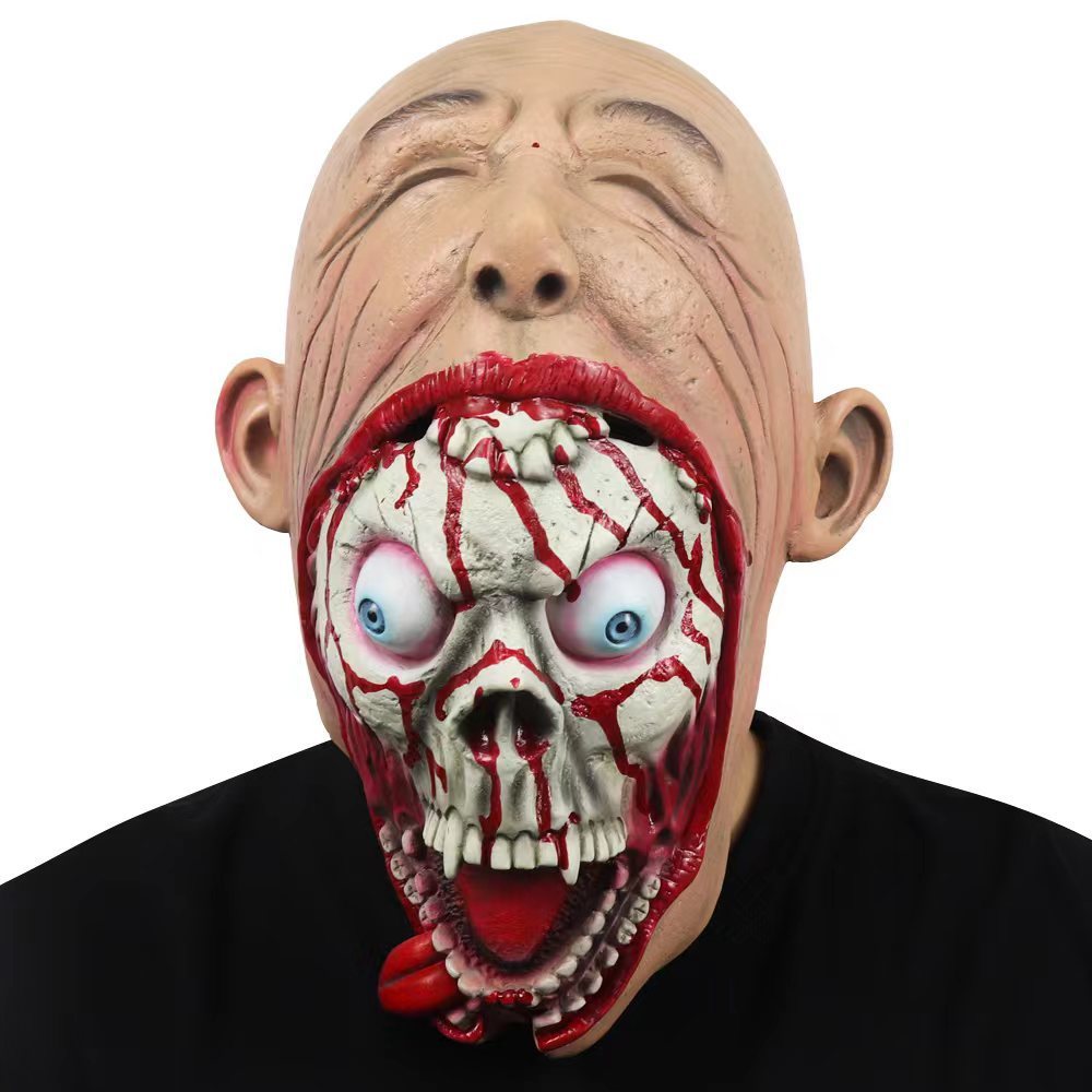 Halloween Latex-Maske Horror Big Mouth für Erwachsene – Gruselige Verkleidung & Party Kostüm